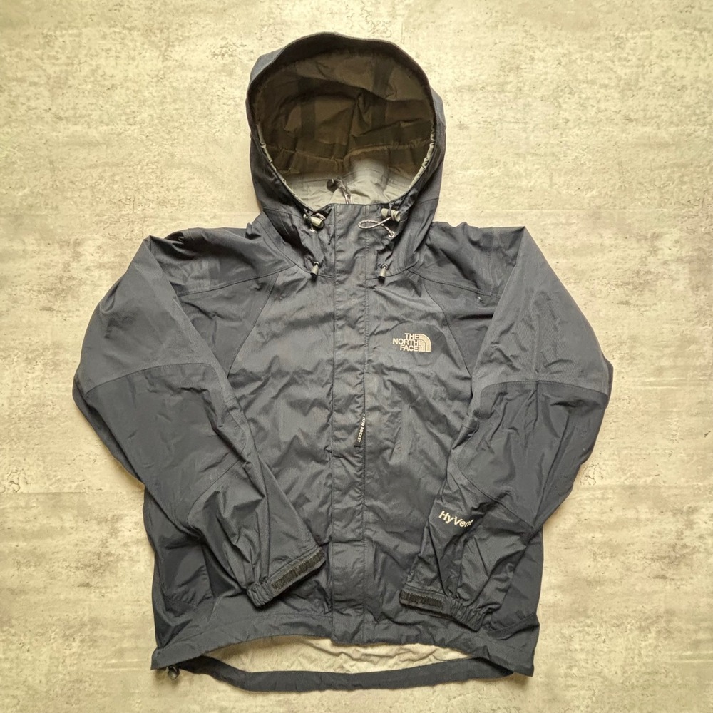 The North Face HyVent Rain Jacket Medium Black Waterproof Hooded Shell
